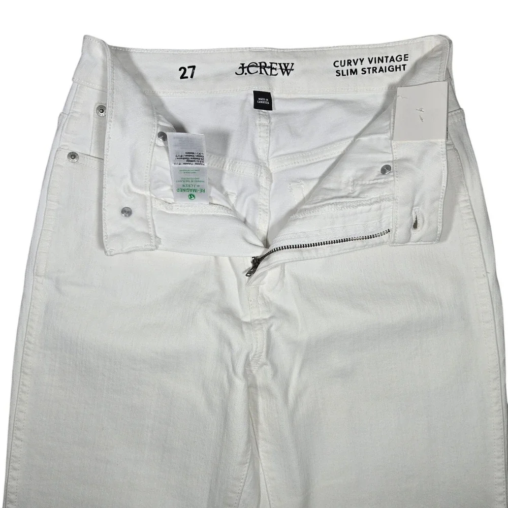 J. Crew Curvy Vintage Slim Straight Jeans White Size 27‎ Style BP494